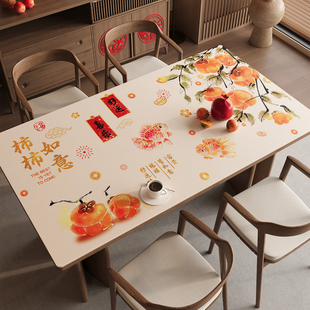 新中式餐桌垫轻奢高级感防水防油桌布免洗桌子保护垫防烫桌面垫子
