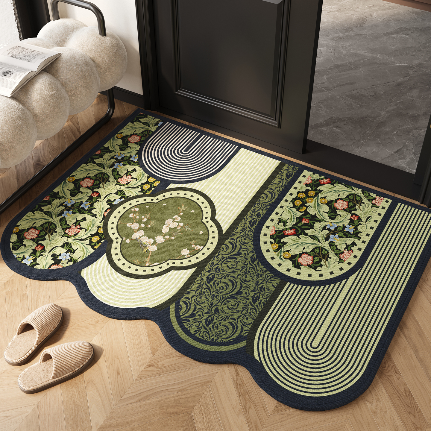绿色地垫入户门垫田园风玄关地毯