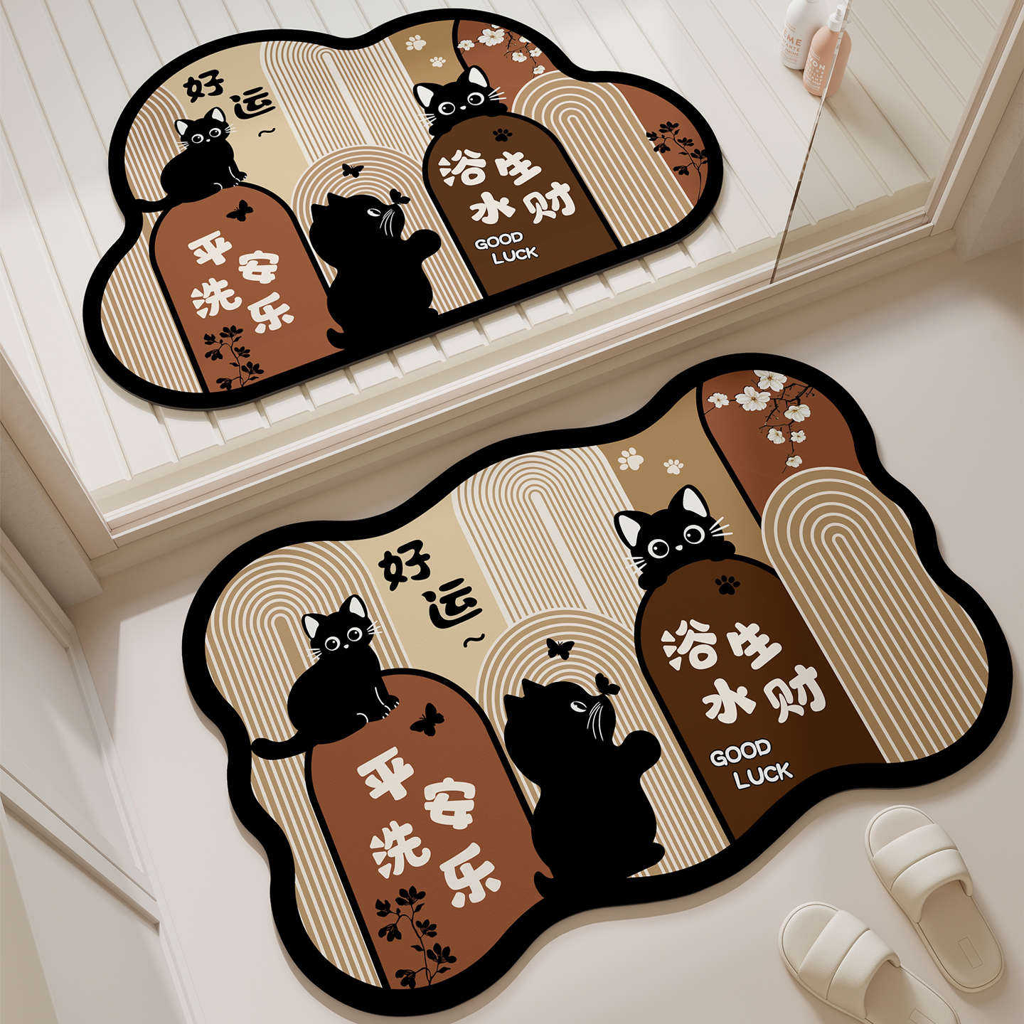 卡通复古浴室地垫吸水卫生间地毯