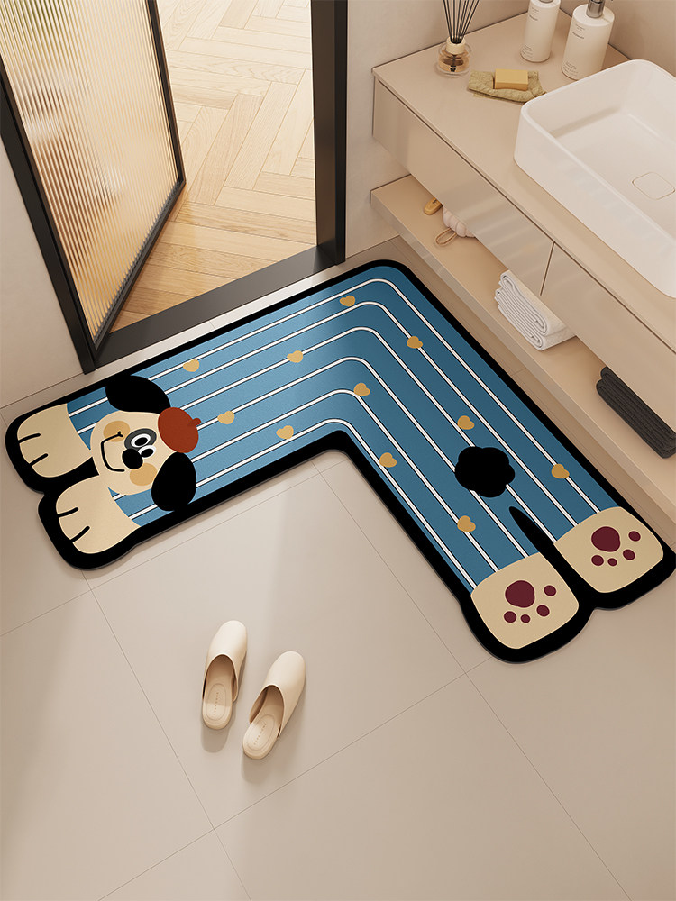 浴室l型地垫吸水卫生间门口专用防滑脚垫厕所垫子硅藻泥转角地毯,居家布艺,家用脚垫,淘宝优惠券,粉丝福利购,淘宝优惠卷