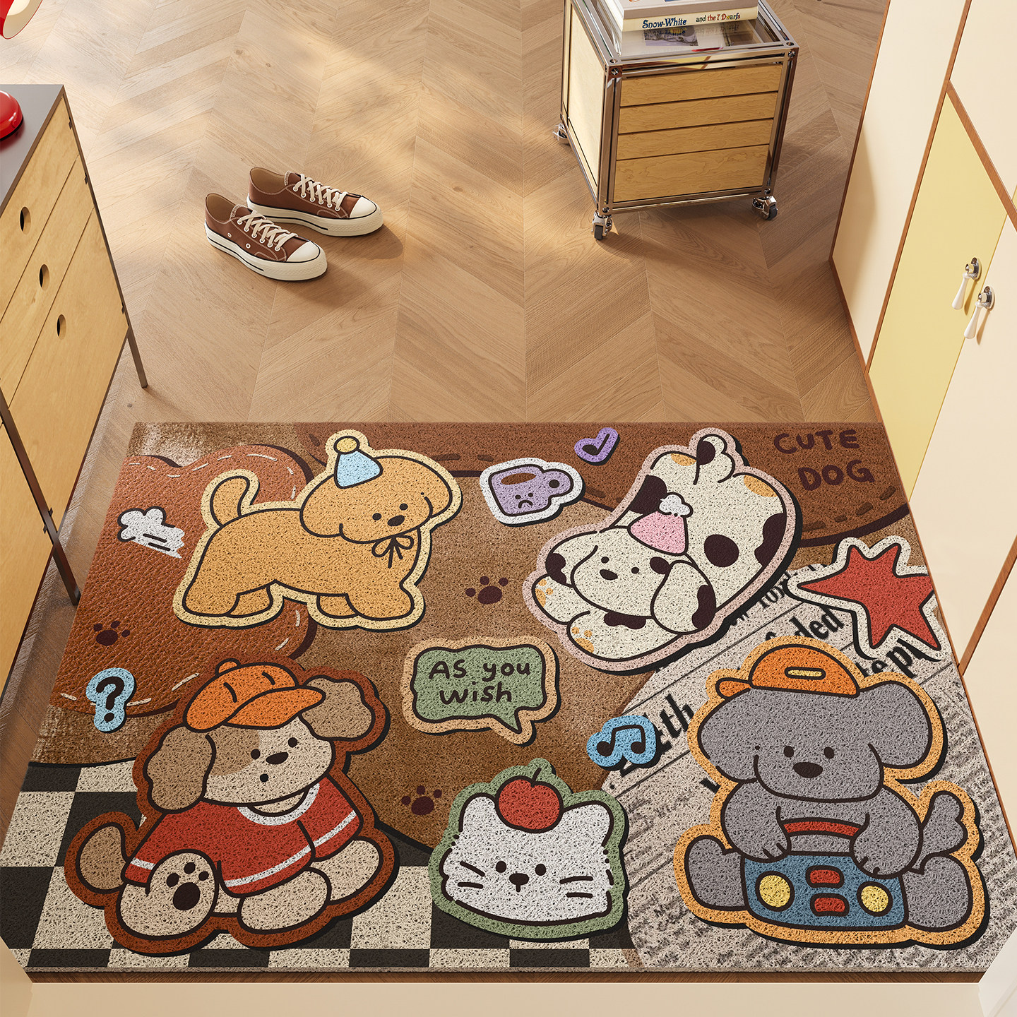 卡通入户门地垫防滑耐脏免洗玄关脚垫新款丝圈进门门口专用地毯垫,居家布艺,入户地垫,淘宝优惠券,粉丝福利购,淘宝优惠卷