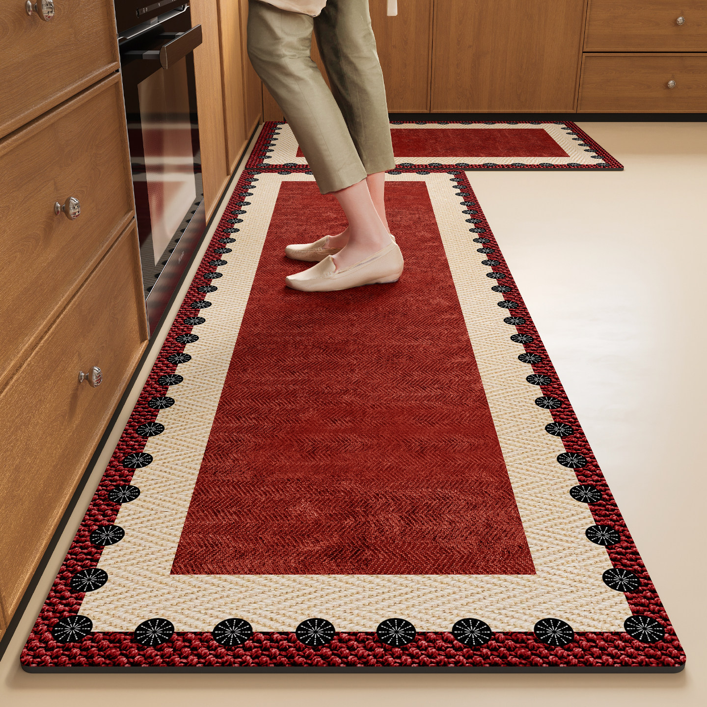 厨房地垫防滑防油新款家用耐脏免洗防水脚垫红色新年专用长条地毯,居家布艺,厨房地垫,淘宝优惠券,粉丝福利购,淘宝优惠卷