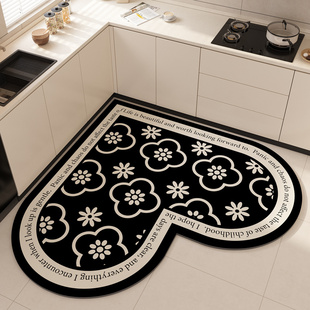 爱心形厨房地垫防滑防油网红硅藻泥吸水垫子可擦免洗脚垫专用地毯