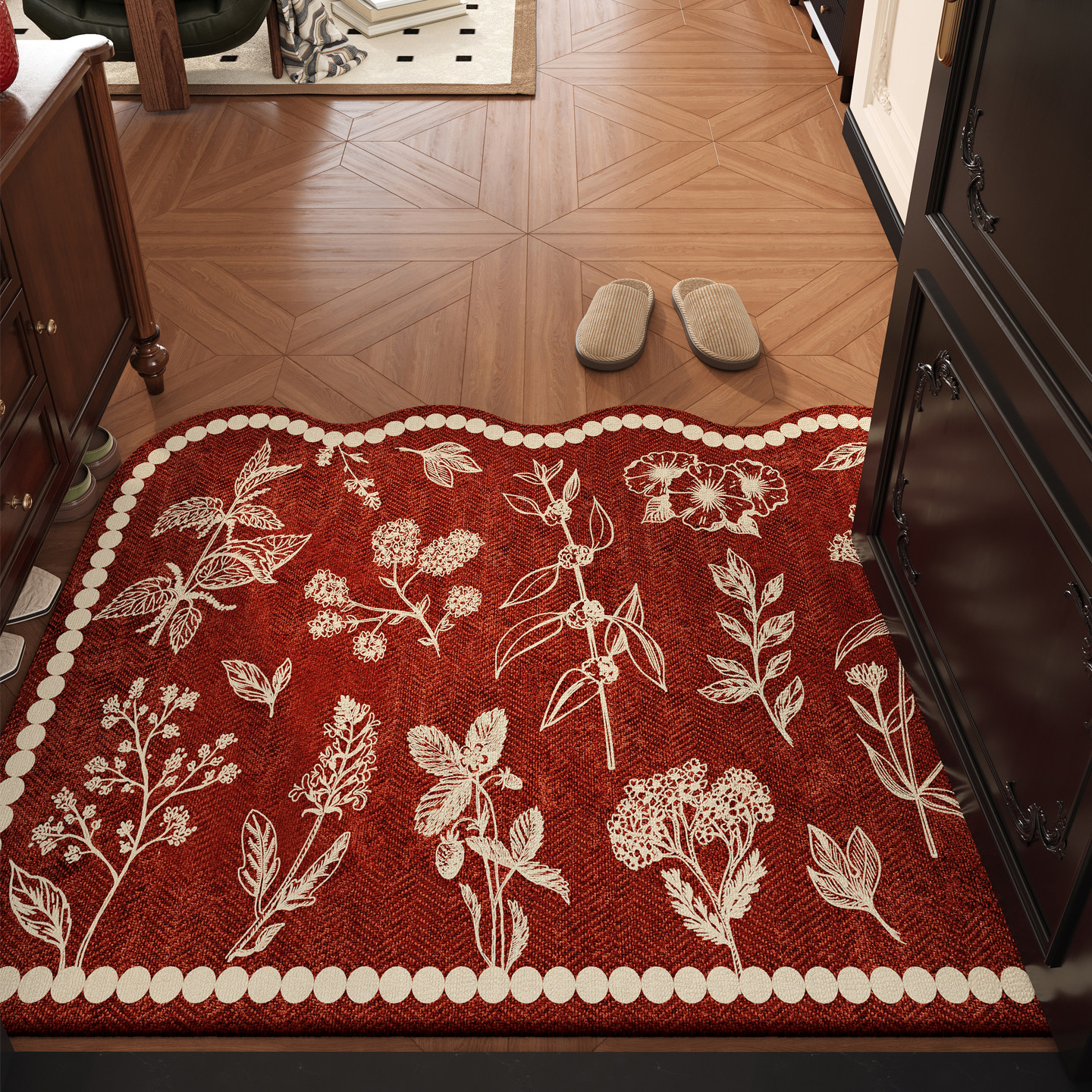 新中式入户门地垫高级门口进门红色脚垫新年室内玄关地毯马年门垫,居家布艺,入户地垫,淘宝优惠券,粉丝福利购,淘宝优惠卷