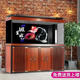 森森大型龙鱼缸超白水族箱免换水客厅落地家用玄关隔断鱼缸 2022款