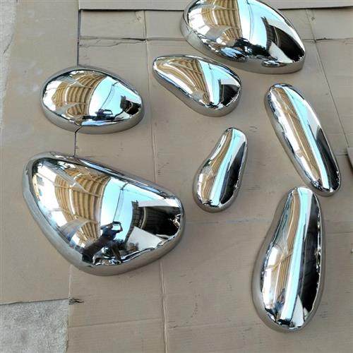 不锈钢石头水滴波纹茶几鹅卵石玻璃钢树脂壁饰室内外雕塑落地摆件