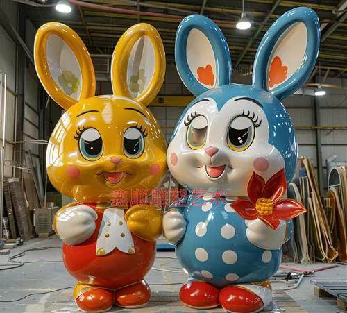 定制大型玻璃钢卡通雕塑彩绘商场吉祥物公仔美陈景观小区公园广场