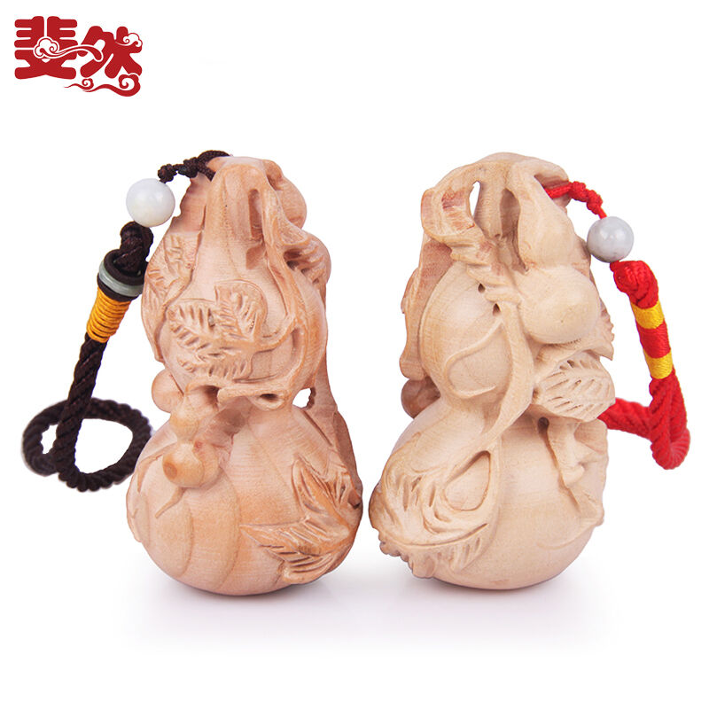 斐然桃木葫芦挂件手把件把玩盘玩木质实木小葫芦摆件工艺品汽车挂