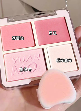 爱心光波四色腮红高光盘腮红粉膨胀色哑光高光提亮面中腮红盘裸色