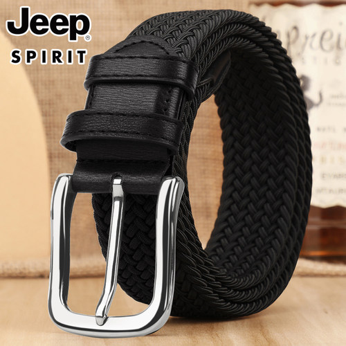 Jeep spirit男士皮带男编织帆布针扣腰带2022新款弹力松紧男款裤