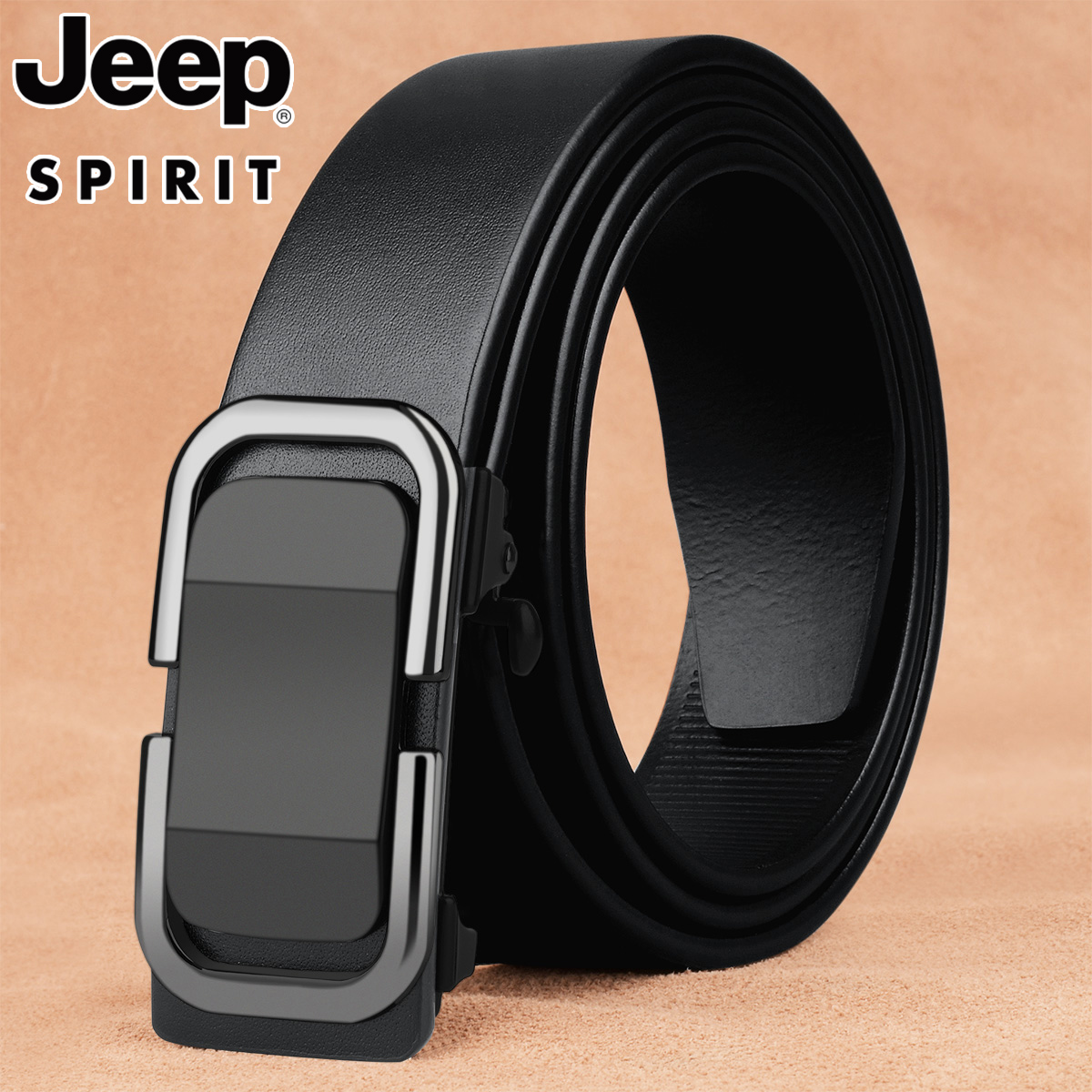 Jeep spirit 男士皮带真皮自动扣时尚牛皮腰带男青年无牙裤带男