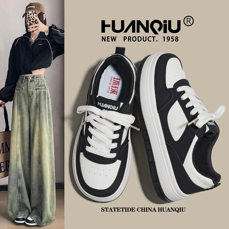 环球新品熊猫厚底港风板鞋