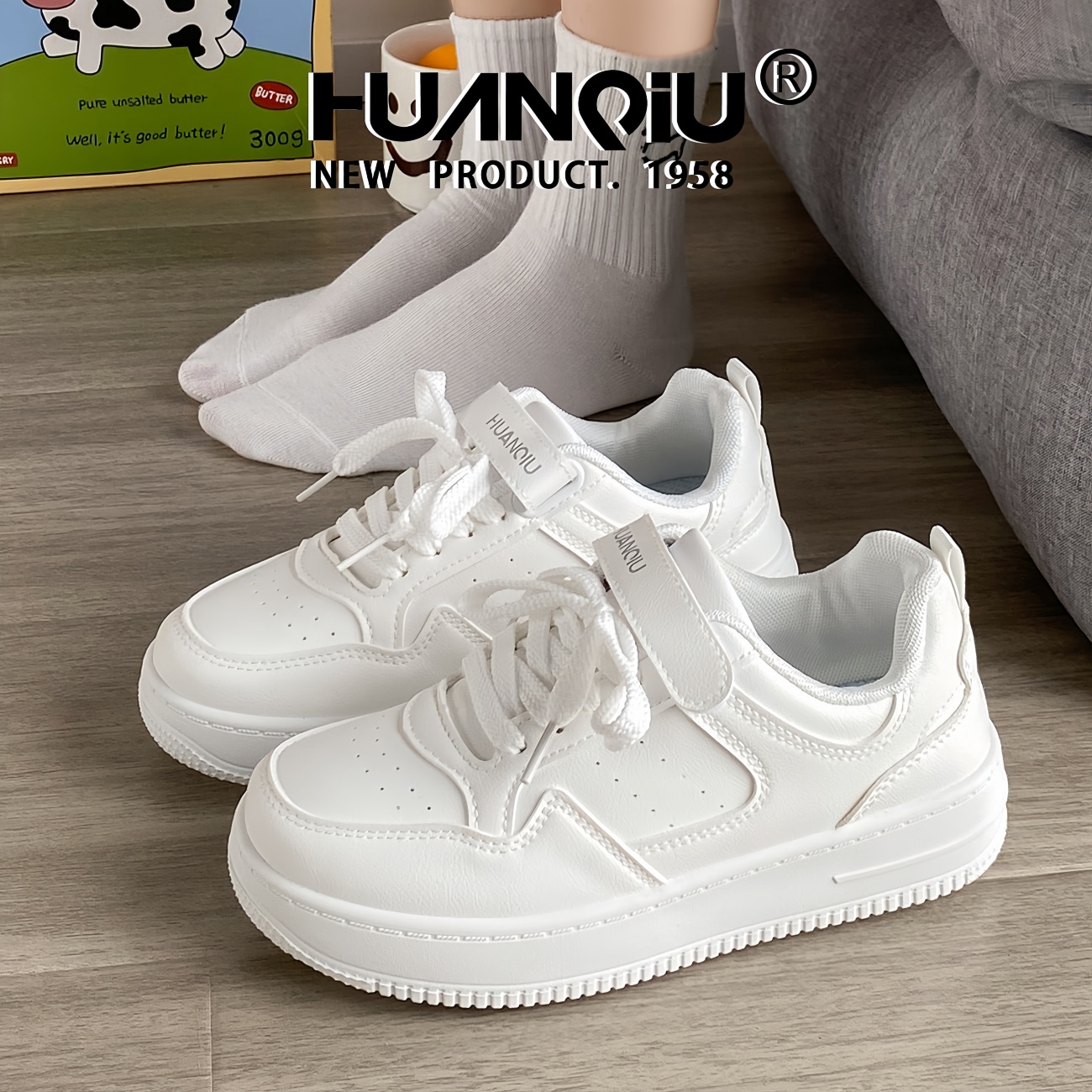 环球魔术贴ins潮百搭小白鞋