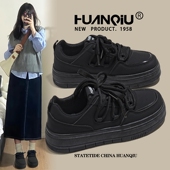 女款 2026新款 秋冬运动鞋 环球黑色板鞋 子上班不累脚小众百搭小黑鞋