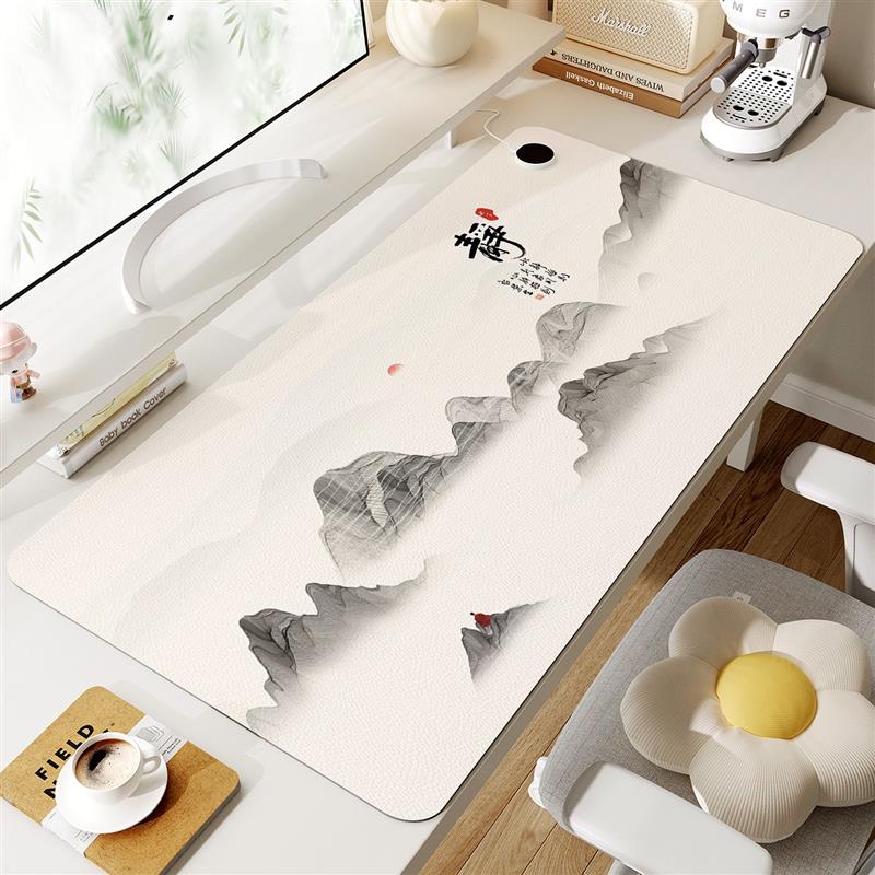 电暖桌面保护垫国风加热鼠标垫办公室暖桌垫冬天工位桌面暖手超大