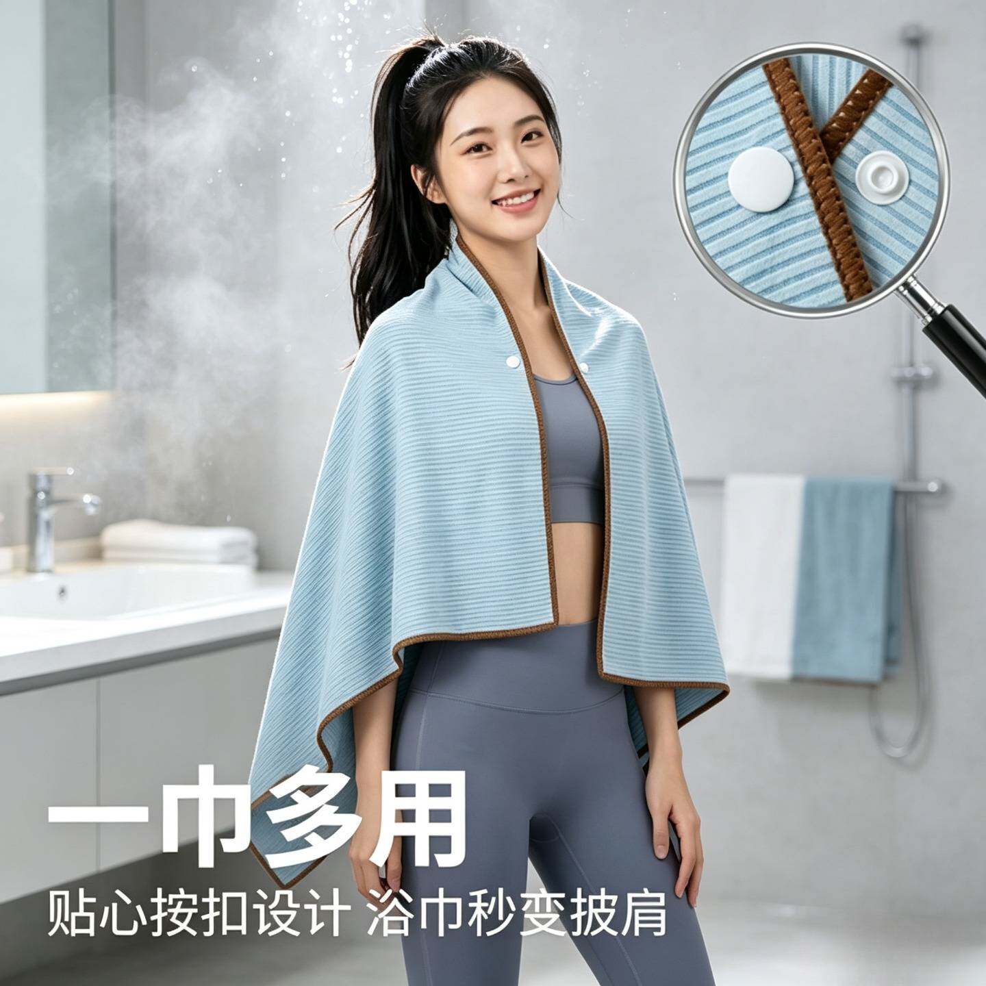 A类撞色游泳巾毛巾超细纤维吸水毛巾/面巾