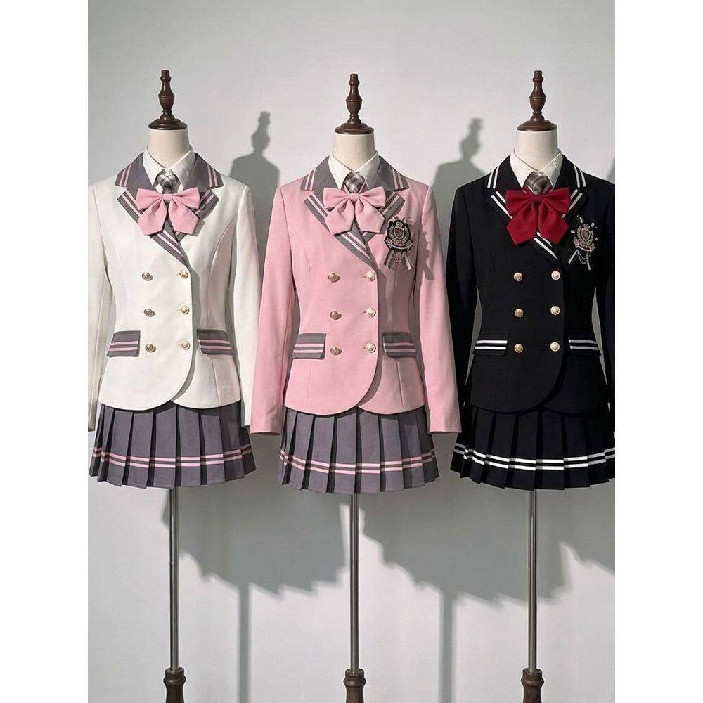 【星途学园】日系偶像风多色撞色领边西装外套+百褶裙甜妹JK制服