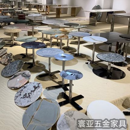 不锈钢沙发边几奢石支架茶几架子底座大理石岩板圆桌桌腿角几桌架