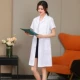Белый халат, корсет, ремень, короткий рукав