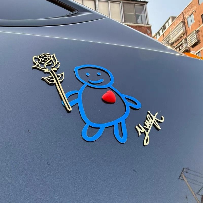 汽车油箱盖个性车贴蔷薇花普普小人简笔画金属不锈钢星河贴纸,汽车用品/电子/清洗/改装,汽车车标,淘宝优惠券,粉丝福利购,淘宝优惠卷