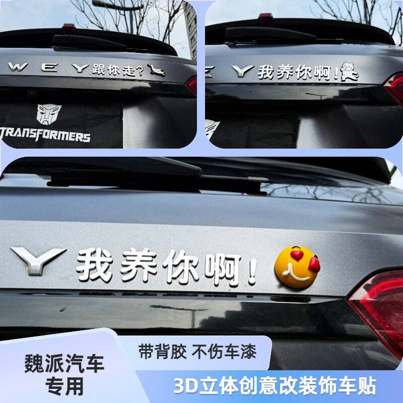 适用于长城魏派我养你啊我叫楚雨荨创意3D立体改装汉字车身尾标贴