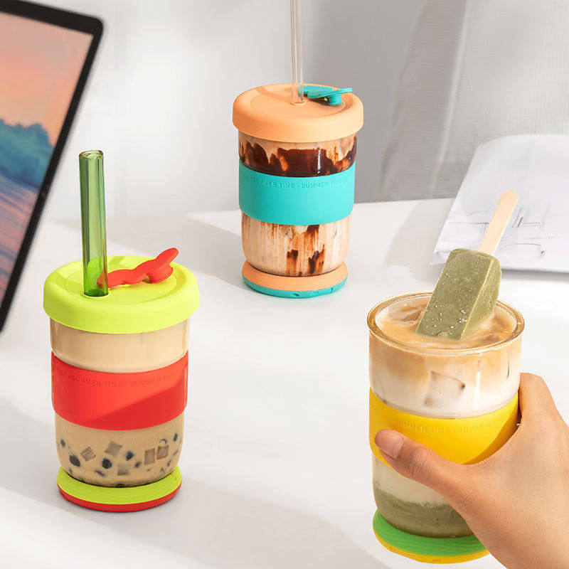 草莓生活新款玻璃杯夏季女创意吸管水杯时尚桌面手机支架杯子,餐饮具,玻璃杯,淘宝优惠券,粉丝福利购,淘宝优惠卷