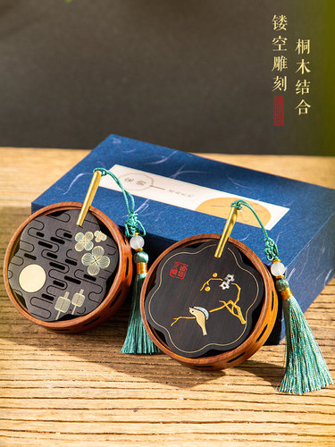 木质盘香炉家用室内檀香炉茶道香薰炉创意迷你小香盒实木焚香炉