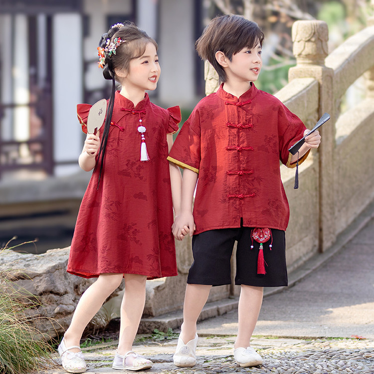 女童新中式娃娃衫套装2025新款儿童女孩夏装旗袍夏季国风上衣薄款
