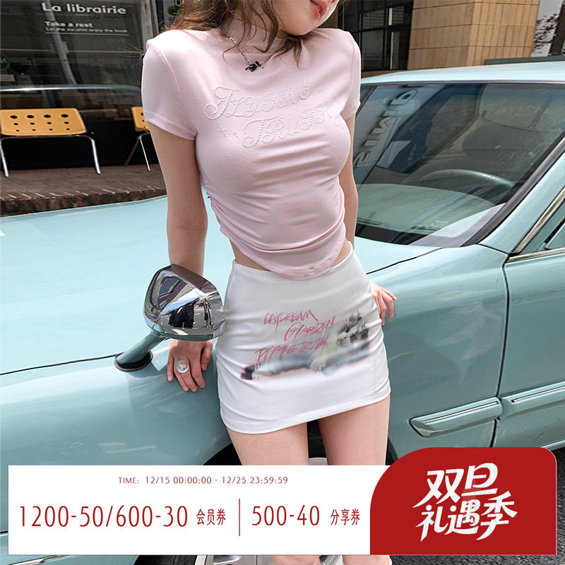 韩系正肩纯欲短袖女T恤新款上衣