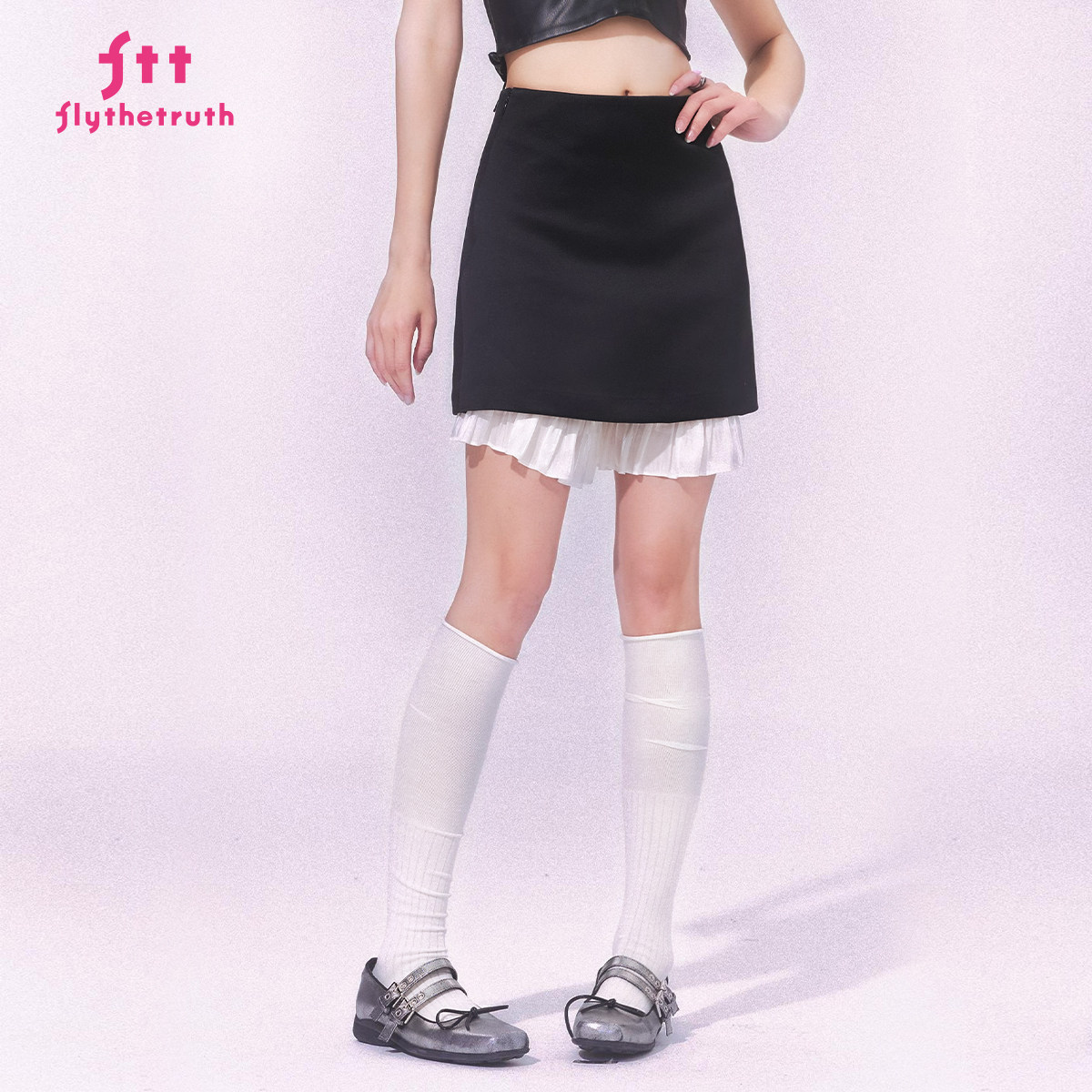 复古高腰包臀裙女拼接A字短裙夏