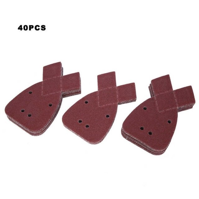 40Pcs Dovetail-Shaped Aluminum Oxide Sandpaper Red Abrasive