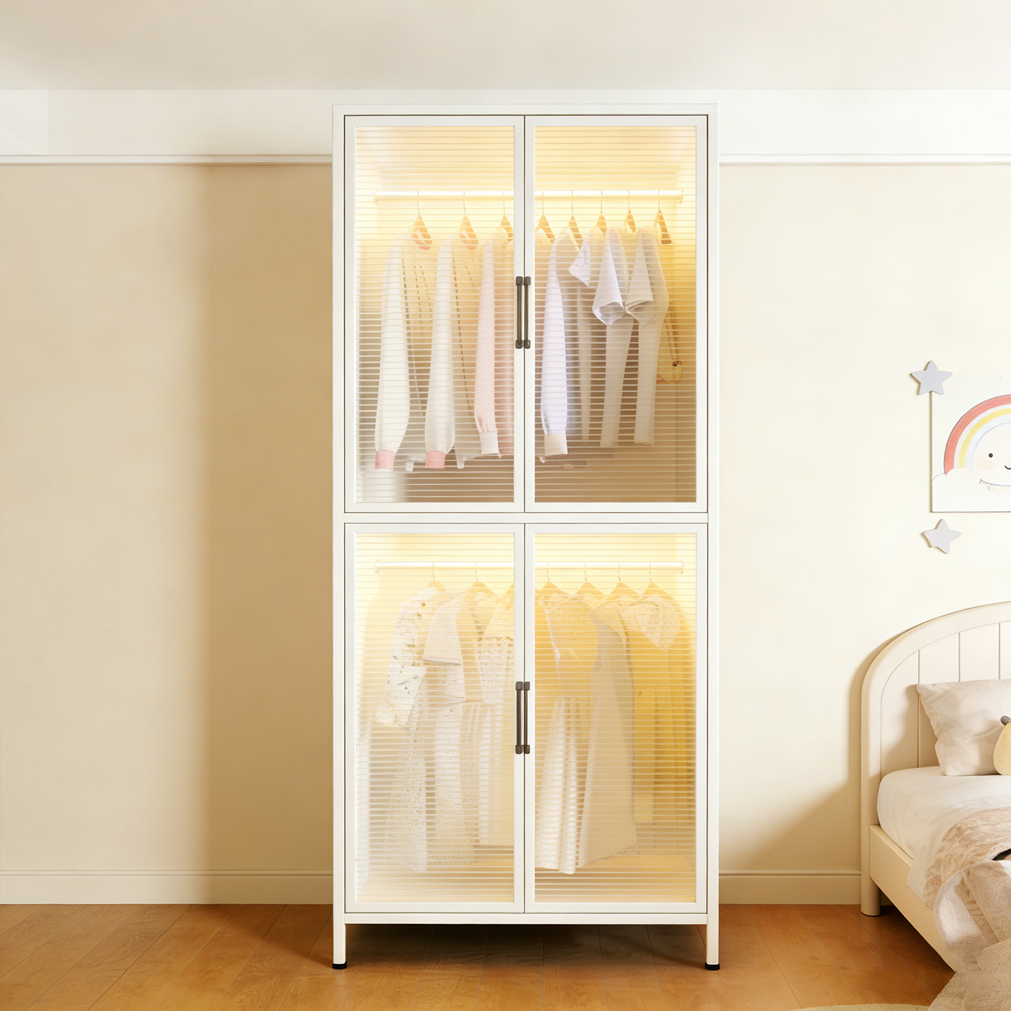简易卧室衣柜大容量防尘衣架2026新款衣柜家用收纳衣橱防潮收纳柜