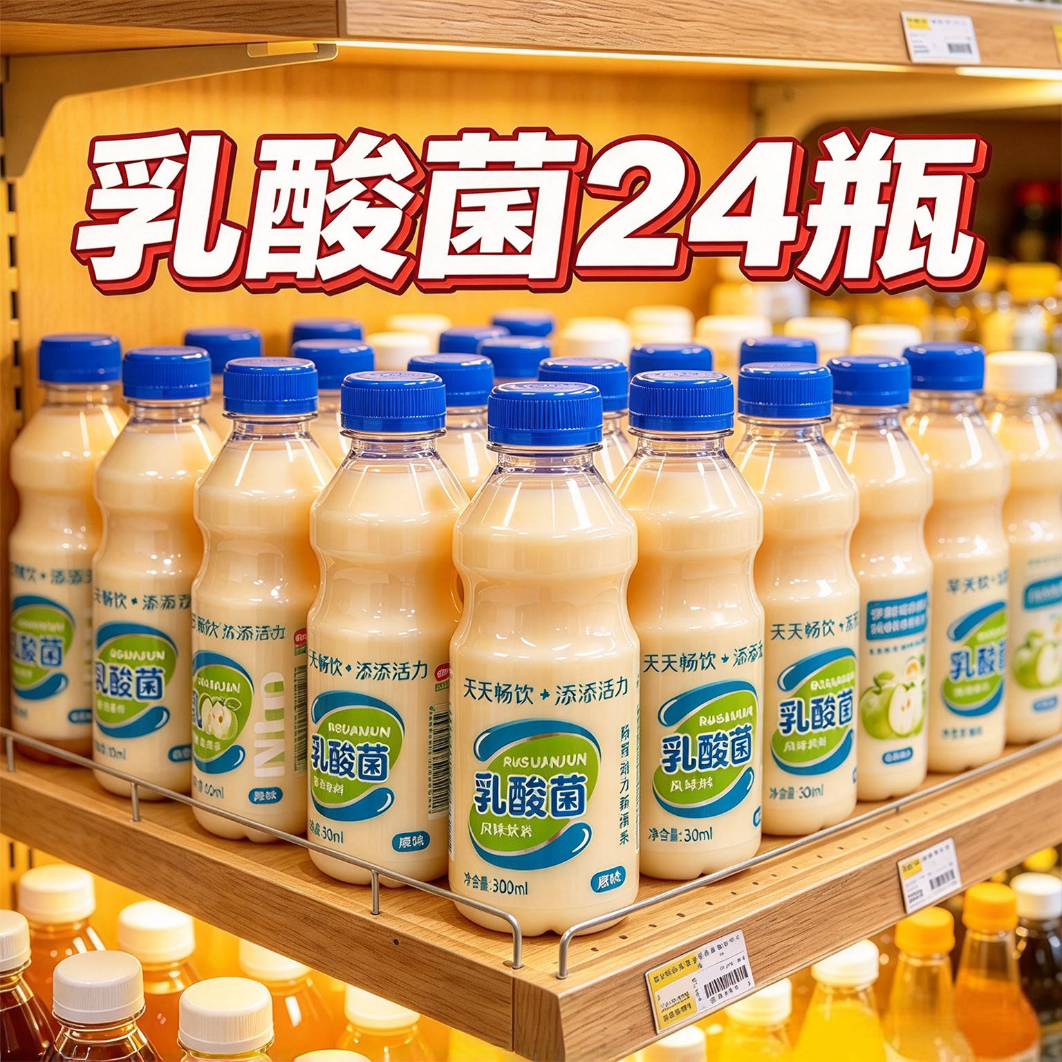 乳酸菌整箱12/24瓶300ml*瓶装厂家直售新鲜日期早餐营养风味饮料