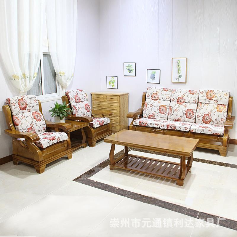 成都中式实木沙发茶几组合办公室三人位茶几家用柏木经济型木凉椅