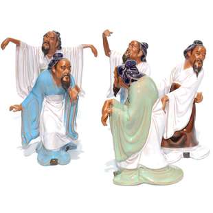 神医华佗五禽戏石湾陶瓷工艺品人物家居摆件假山渔缸吸水石装饰