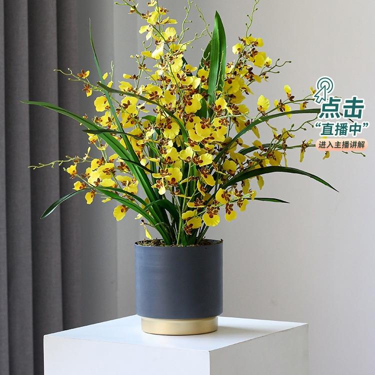 工厂直发轻奢跳舞兰仿真花高品质假花文心兰花卉盆栽室内桌面摆件
