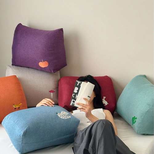 仿麻新纯色长沙发靠垫办公室三角靠枕客厅腰靠椅子靠背垫床头抱枕