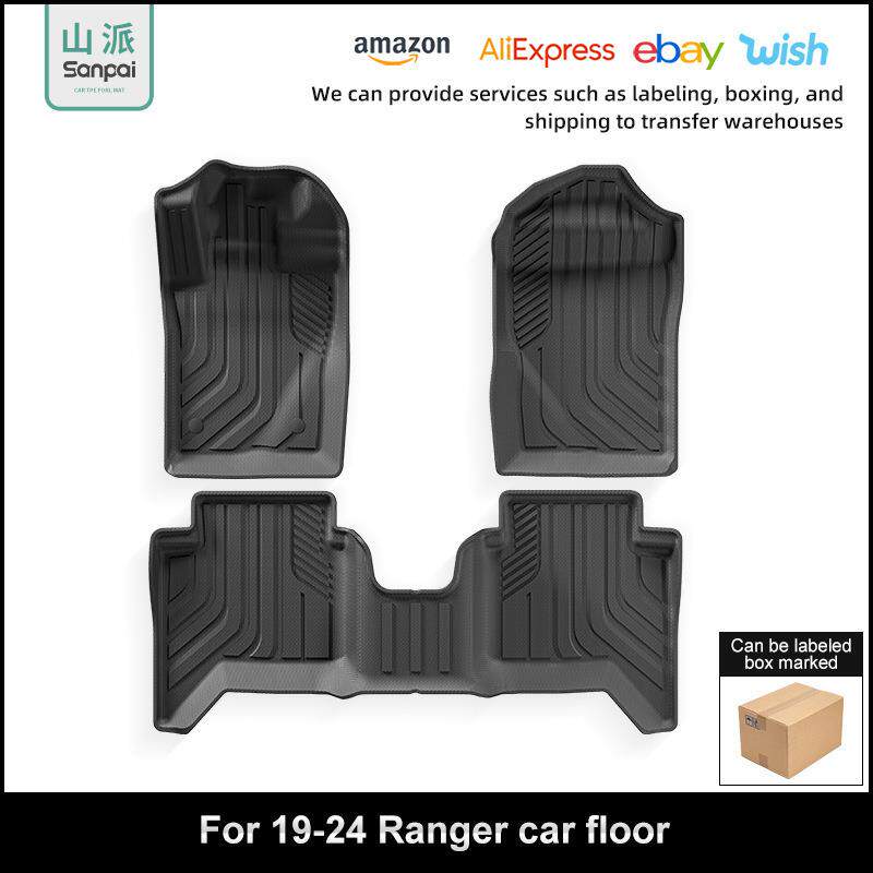 适用于19-24款福特Ranger游骑侠汽车脚垫左右舵TPE后斗垫子