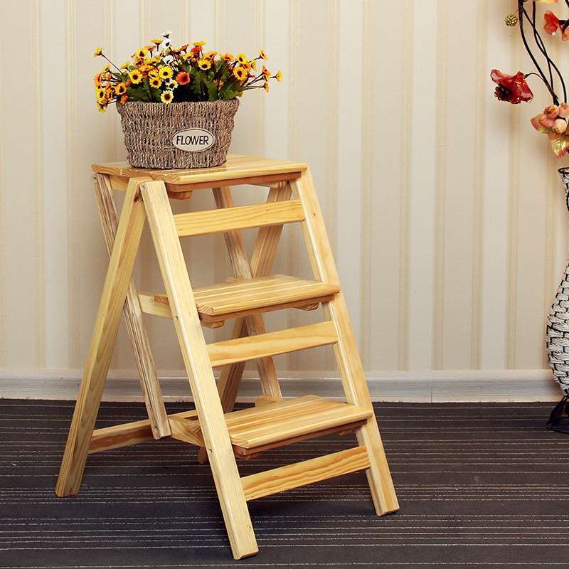 ?免安装实木梯子家用折叠梯加厚室内人字梯多功能二三四层登高
