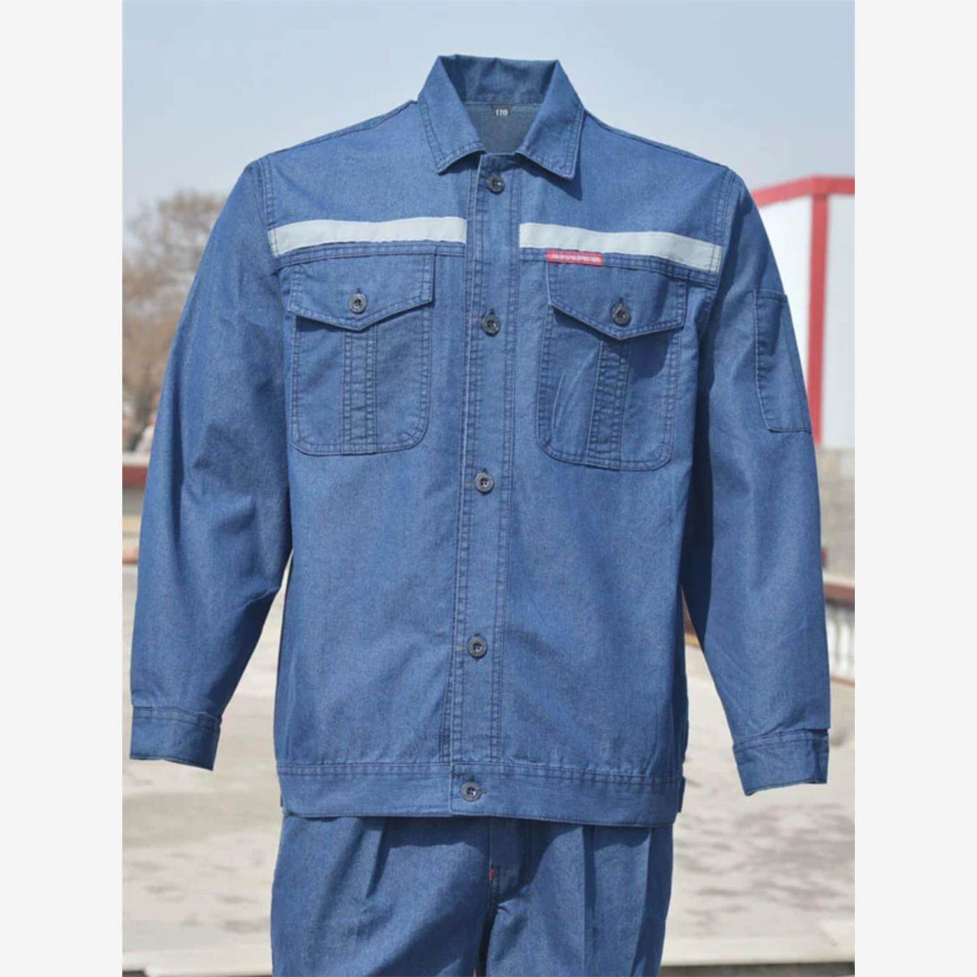 夏季薄款牛仔工作服套装男劳保服焊工工地劳动结实耐磨电工电焊服