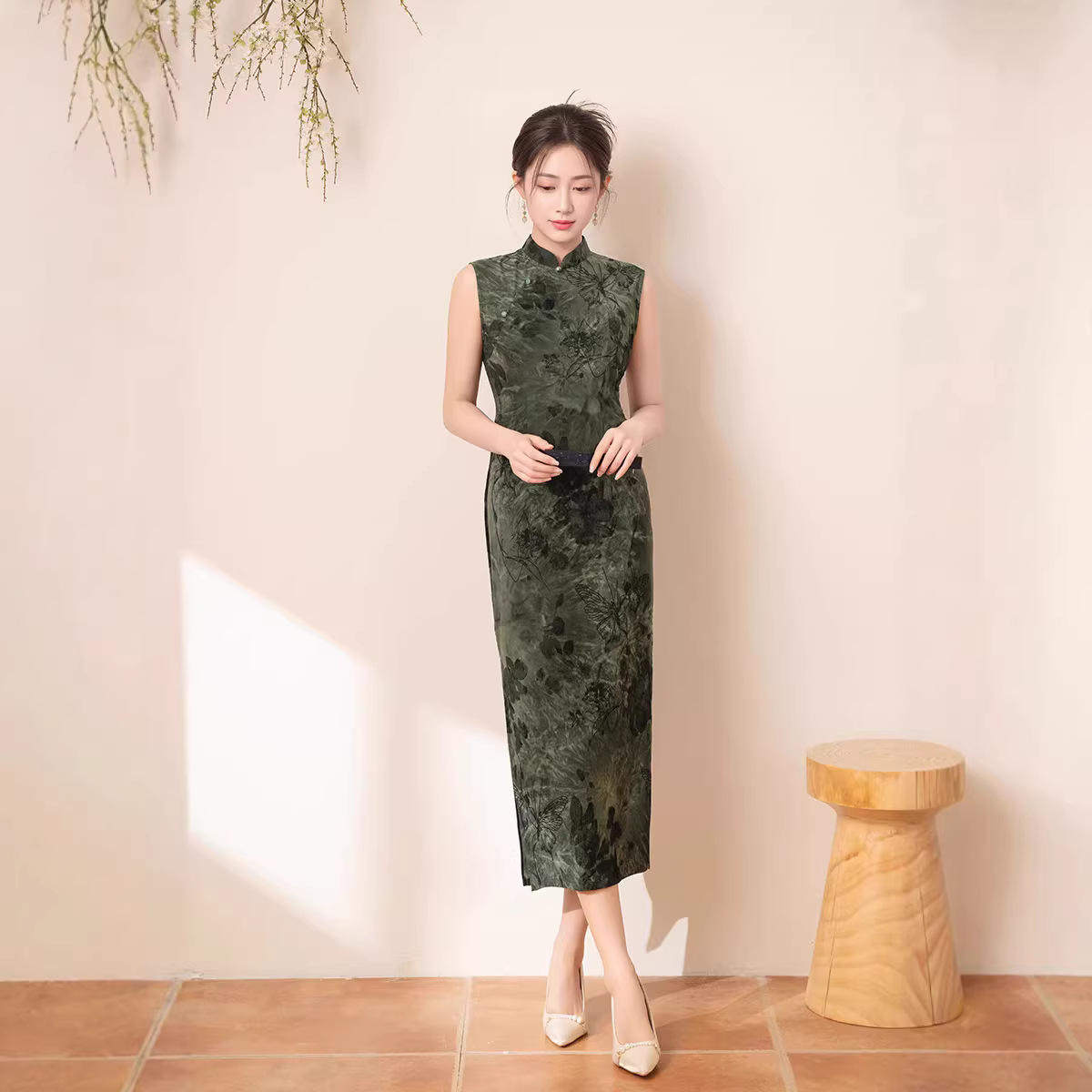 复古中国风中长款扎染2026春夏女士修身显瘦送考旗袍裙2026年春季,女装/女士精品,旗袍,淘宝优惠券,粉丝福利购,淘宝优惠卷