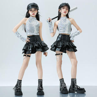新款jazz爵士舞演出服少儿甜酷女孩街舞表演服装潮女团走秀练功服