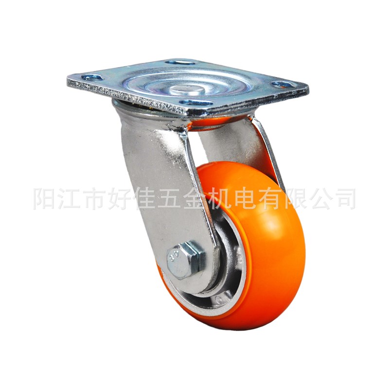 源头工厂产品4X2重型双轴承铝芯圆弧形聚氨酯PU轻巧灵活万向脚轮