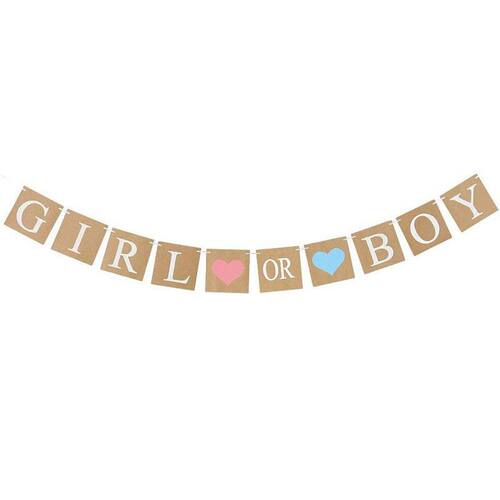 跨境BOYORGIRL字母拉旗横幅牛皮纸孩女孩性别揭示派对装饰挂件