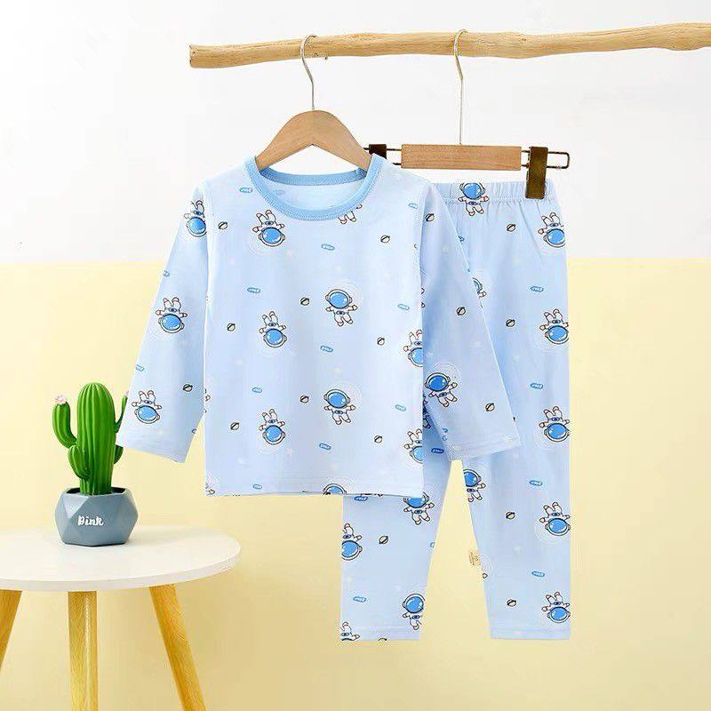 2025新款春秋款莱卡儿童睡衣套装男童中大童家居服女孩秋衣秋裤