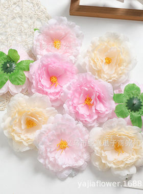 仿真花 12cm牡丹绢花假花逼真客厅装饰婚房婚庆用花花头玉兔花灯