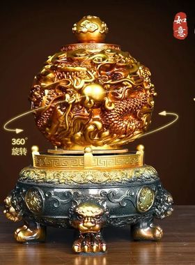 2025新款龙脉风水九转乾坤仿玉鼎装饰客厅家居时来运转办公室摆设