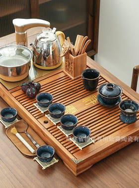 2026新款祥云实木茶具套装大号茶盘茶杯架茶海茶托特价排水高雅