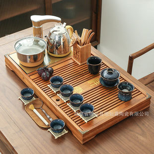 2026新款祥云实木茶具套装大号茶盘茶杯架茶海茶托特价排水高雅