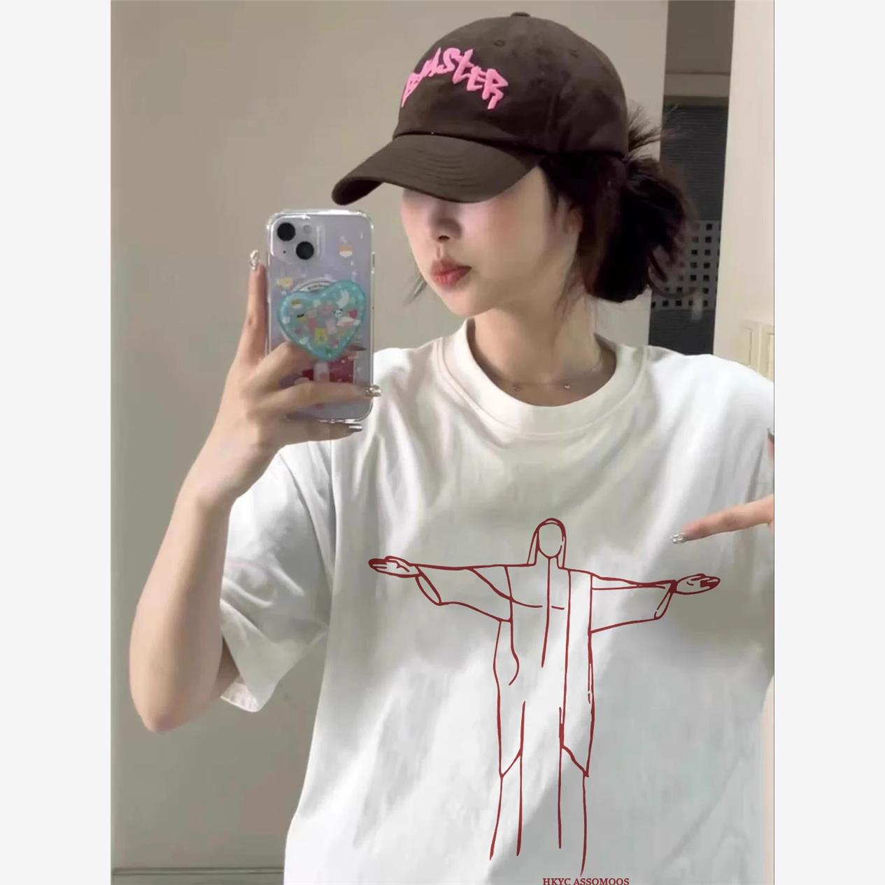 胖MM纯棉白色短袖t恤女2025新款夏季小个子宽松半袖设计感上衣服